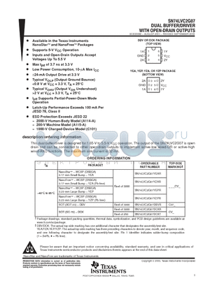 SN74LVC2G07DBVRG4 datasheet - DUAL BUFFER/DRIVER WITH OPEN DRAIN OUTPUTS