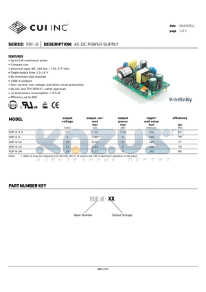 VOF-6-12 datasheet - AC-DC POWER SUPPLY