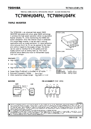 TC7WHU04FK datasheet - TRIPLE INVERTER