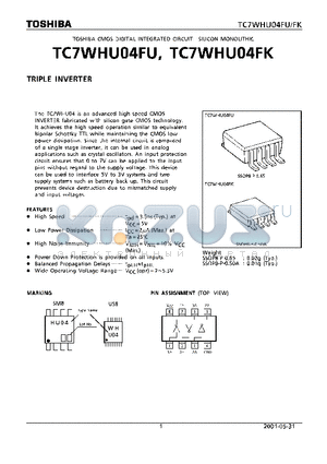 TC7WHU04FU_01 datasheet - CMOS DIGITAL INTEGRATED CIRCUIT SILICON MONOLITHIC TRIPLE INVERTER