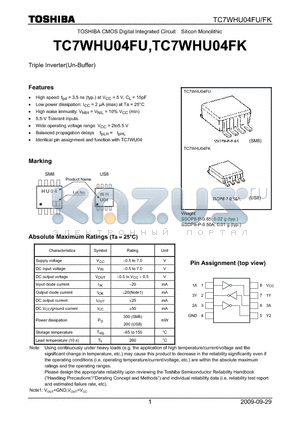 TC7WHU04FK_09 datasheet - Triple Inverter(Un-Buffer)