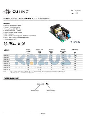 VOF-65-24 datasheet - AC-DC POWER SUPPLY