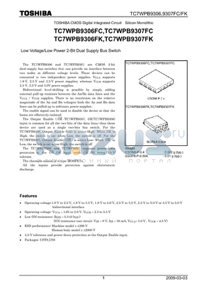 TC7WPB9306FC datasheet - Low Voltage/Low Power 2-Bit Dual Supply Bus Switch