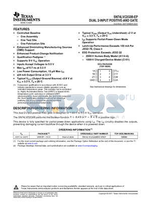 SN74LVC2G08-EP datasheet - DUAL 2-INPUT POSITIVE-AND GATE