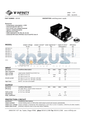 VOF-80-15 datasheet - switching power supply