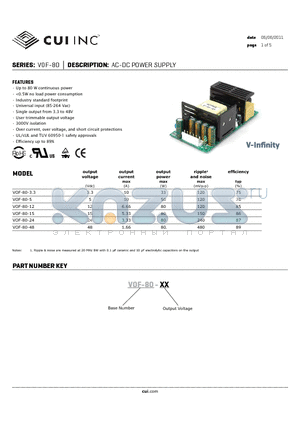 VOF-80-48 datasheet - AC-DC POWER SUPPLY