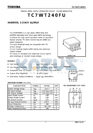 TC7WT240FU_01 datasheet - CMOS DIGITAL INTEGRATED CIRCUIT SILICON MONOLITHIC INVERTED,3-STATE OUTPUT