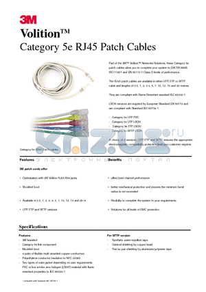 VOL-5EFL-L-L0.5 datasheet - Category 5e RJ45 Patch Cables