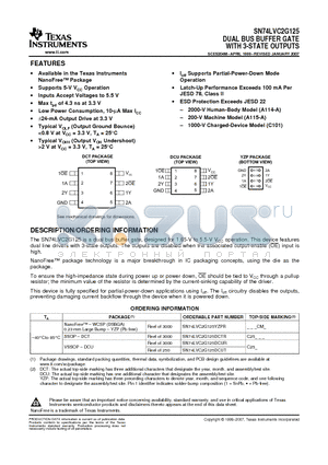 SN74LVC2G125DCUR datasheet - DUAL BUS BUFFER GATE WITH 3-STATE OUTPUTS