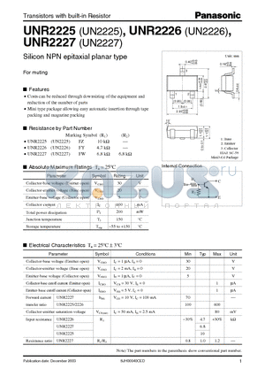 UNR2225 datasheet - Silicon NPN epitaxial planar type