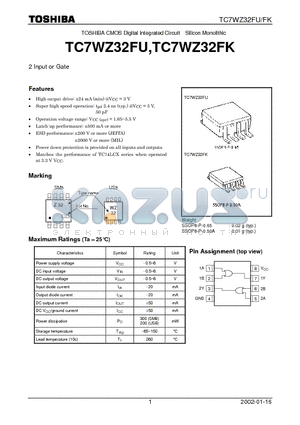 TC7WZ32FU datasheet - TOSHIBA CMOS Digital Integrated Circuit Silicon Monolithic