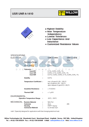 UNR4-1410 datasheet - Highest Stability Near Temperature Independency