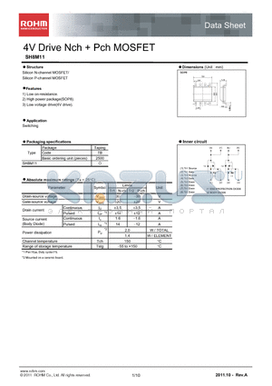 SH8M11 datasheet - 4V Drive Nch  Pch MOSFET