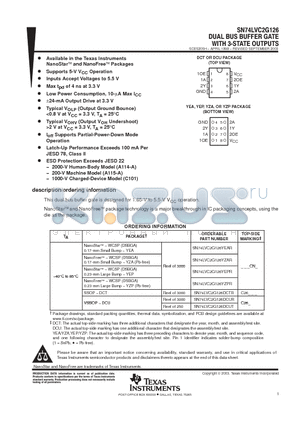 SN74LVC2G126YEAR datasheet - DUAL BUS BUFFER GATE WITH 3-STATE OUTPUTS