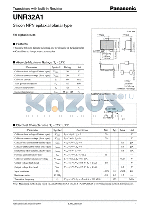 UNR32A1 datasheet - Silicon NPN epitaxial planar type