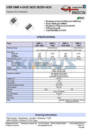 UNR4-4020 datasheet - Precision Shunt Resistors