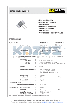 UNR4-402050RD datasheet - Highest Stability Nearly Temperature Independent