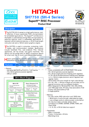 SH7750 datasheet - SuperH RISC Processor Product Brief