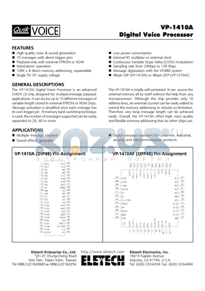 VP-1410A datasheet - Digital Voice Processor