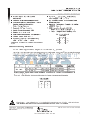 SN74LVC2G14-Q1 datasheet - DUAL SCHMITT-TRIGGER INVERTER