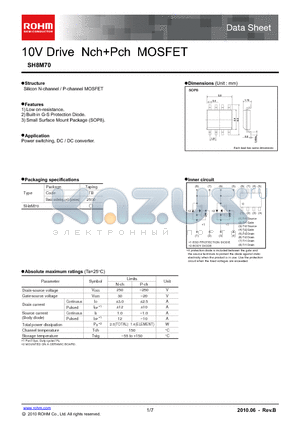 SH8M70 datasheet - 10V Drive NchPch MOSFET