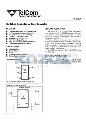 TC828A datasheet - Switched Capacitor Voltage Converter