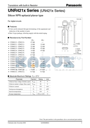 UNR4211 datasheet - Silicon NPN epitaxial planar type