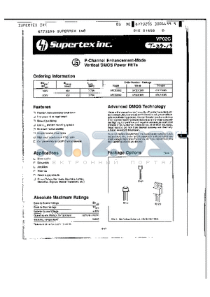 VP0220N3 datasheet - P-Channel Enhancement-Mode Vertical DMOS Power FETs