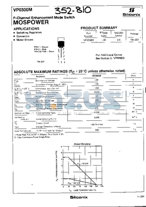 VP0300M datasheet - P-Channel Enhancement Mode Switch