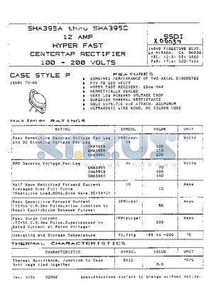 SHA395C datasheet - 12AMP HYPER FAST CENTERTAP RECTIFIER