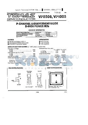 VP0808 datasheet - P-Channel Enhancement-Mode  D-MOS POWER FETs