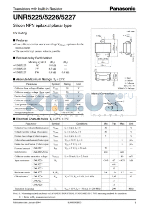 UNR5226 datasheet - Silicon NPN epitaxial planar type