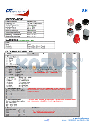 SHA1 datasheet - CIT SWITCH