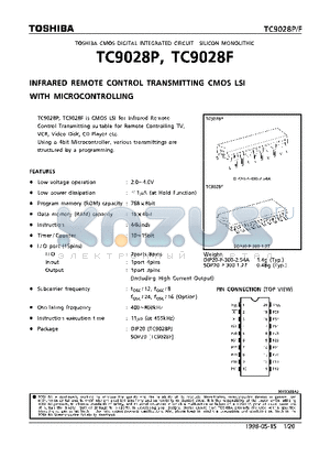 TC9028F datasheet - INFRARED REMOTE CONTROL TRANSMITTING CMOS LSI WITH MICROCONTROLLING