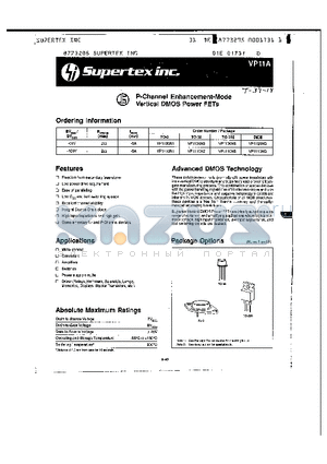 VP11A datasheet - P-Channel Enhancement-Mode Vertical DMOS Power FETs