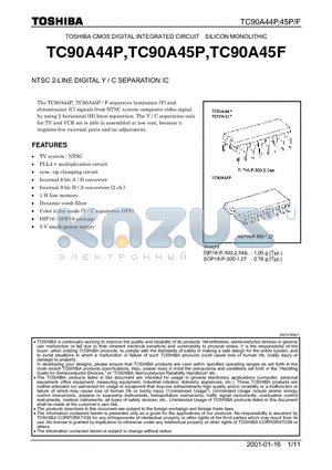 TC90A45F datasheet - NTSC 2-LINE DIGITAL Y / C SEPARATION IC