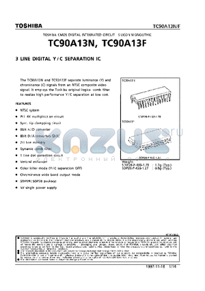 TC90A13F datasheet - 3 LINE DIGITAL Y/C SEPARATION IC