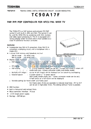 TC90A17F datasheet - PAP/PIP/POP CINTROLLER FOR NTCS /PAL WIDE TV