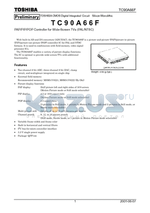 TC90A66F datasheet - PAP/PIP/POP Controller for Wide-Screen TVs (PAL/NTSC)