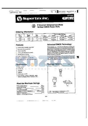 VP1220N1 datasheet - P-Channel Enhancement-Mode Vertical DMOS Power FETs