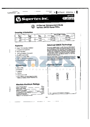 VP1320N2 datasheet - P-Channel Enhancement-Mode Vertical DMOS Power FETs