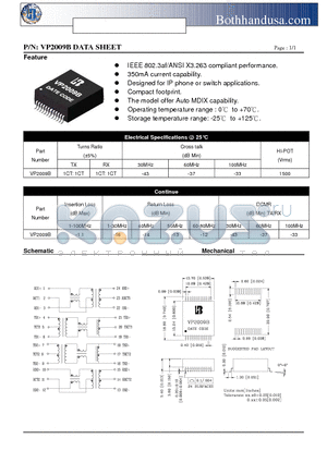 VP2009B datasheet - 10/100/1000 BASE-TX VOICEOVER IP MODULE