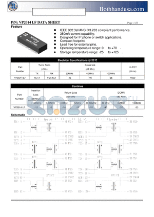 VP2014LF datasheet - 10/100/1000 BASE-TX VOICEOVER IP MODULE