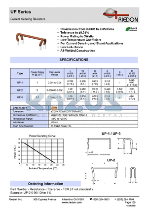 UP-3 datasheet - Current Sensing Resistors