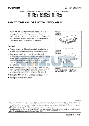 TC9163AN datasheet - HIGH VOLTAGE ANALOG FUNCTION SWITCH ARRAY