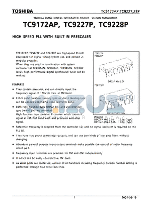 TC9172AP datasheet - HIGH SPEED PLL WITH BUILT-IN PRESCALER