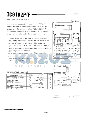 TC9192 datasheet - DOUBLE PLL FOR MOTOR CONTROL