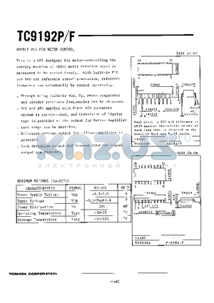 TC9192F datasheet - DOUBLE PLL FOR MOTOR CONTROL