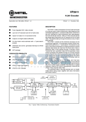 VP2611 datasheet - H.261 Encoder