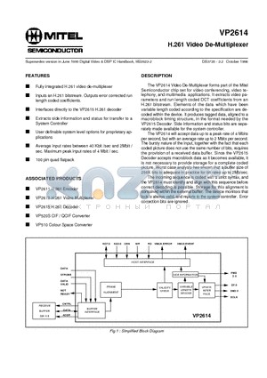 VP2614CGGPFR datasheet - H.261 Video De-Multiplexer